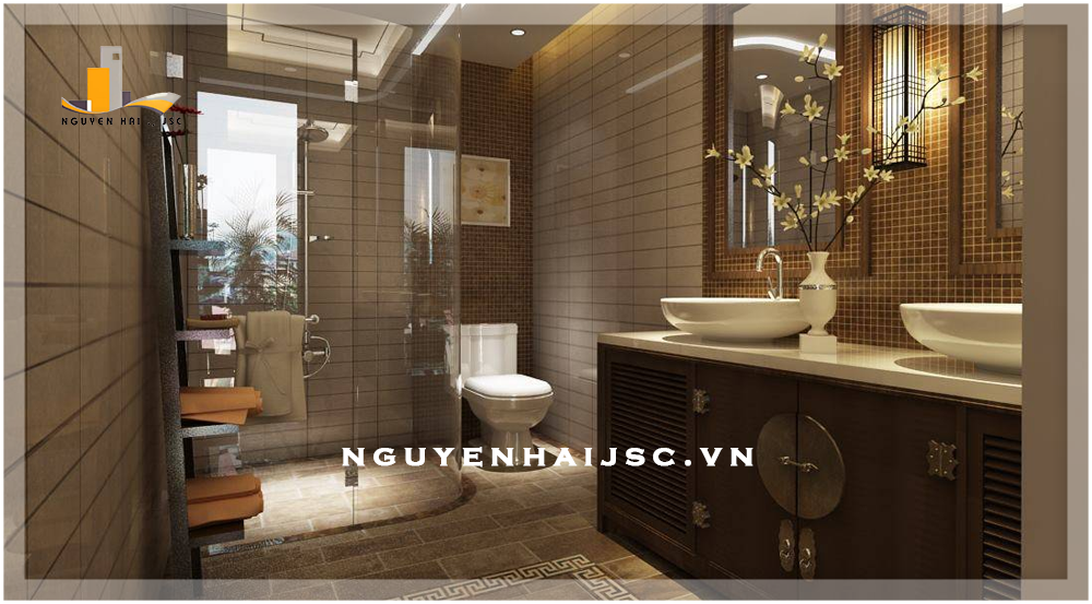 Nội thất, màu sắc phòng tắm phong cách Indochine
